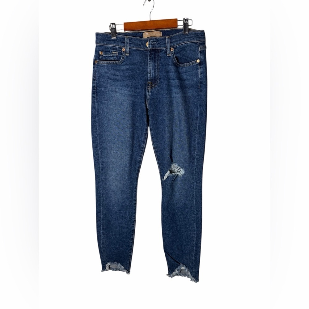 7 For All Mankind Jeans Size 28 Womens The Ankle Skinny Stretch Mid Rise Blue